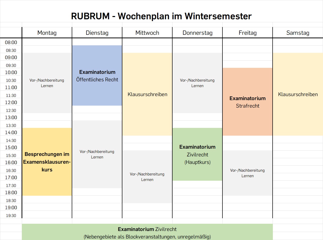 RUBRUM Wochenplan Wintersemester