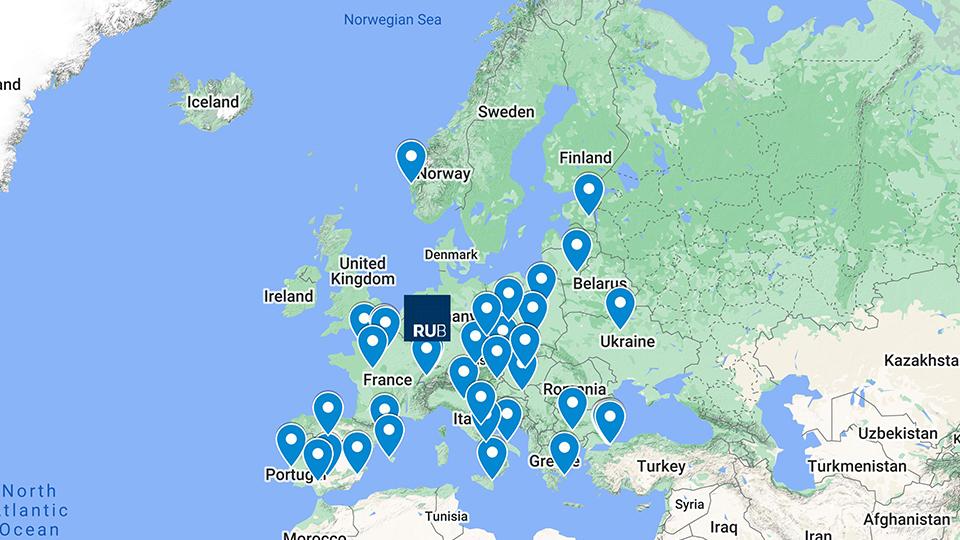 Karte mit Erasmus Kooperationen
